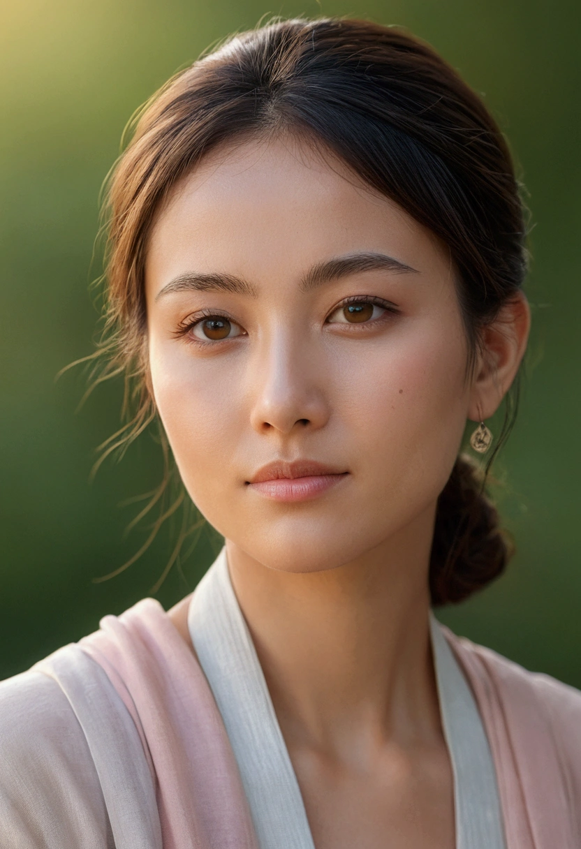 A photo of a serene person, with a calm background and soft colors, transmitting peace and well-being. 1080x1920