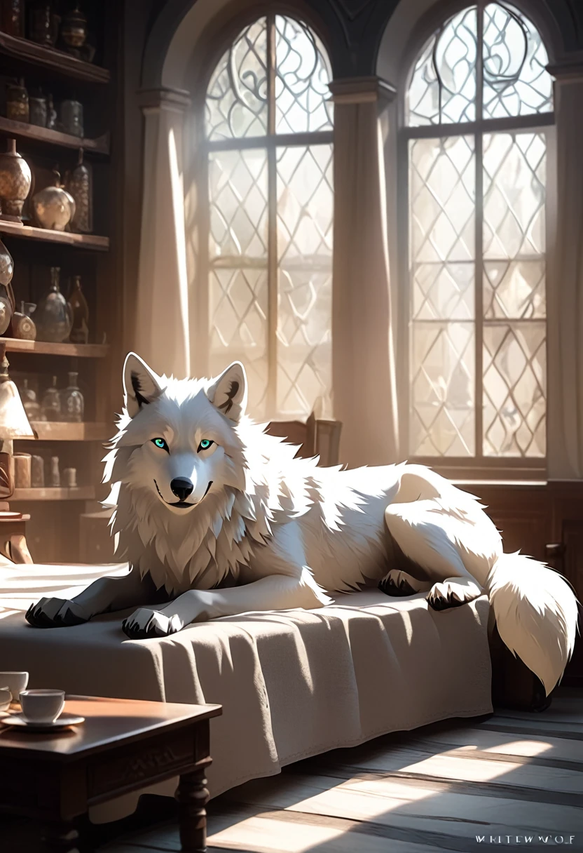 White Wolf's handsome white hair with detailed highlights