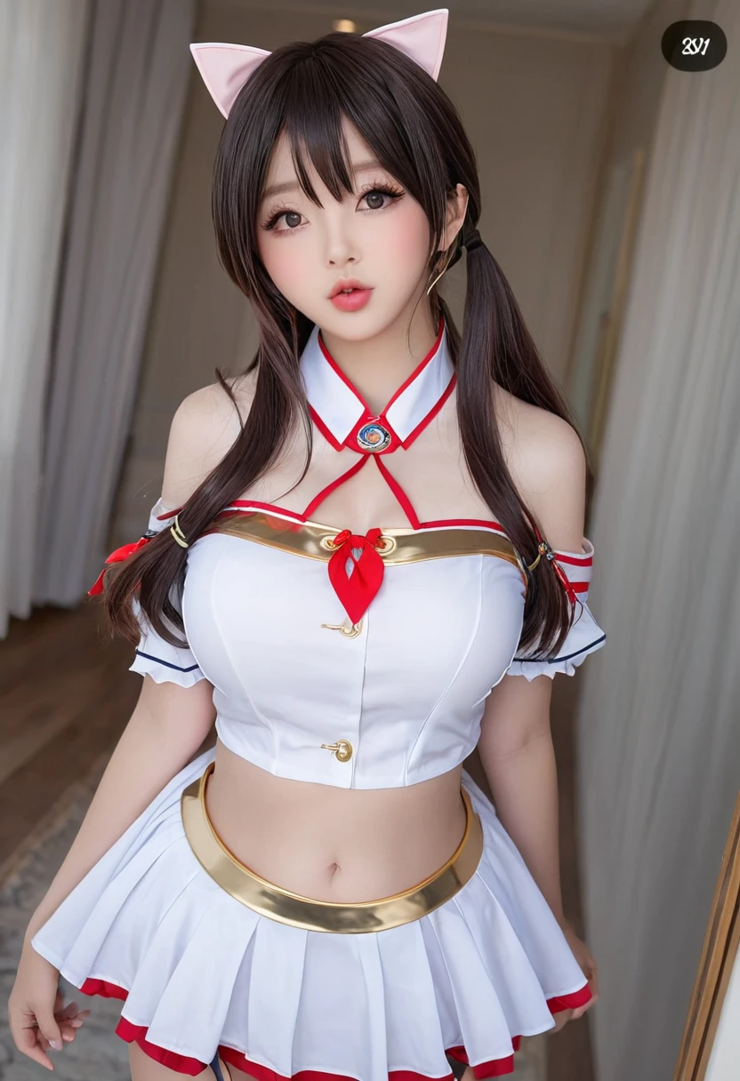 ((high quality:1.2)), work of art, (8k), extremely detailed, ((High detail:1.2)), ((best resolution:1.4)), Solo, 1girl, 24 years old Korean Ulzzang female, ((sexy anime cosplay)),