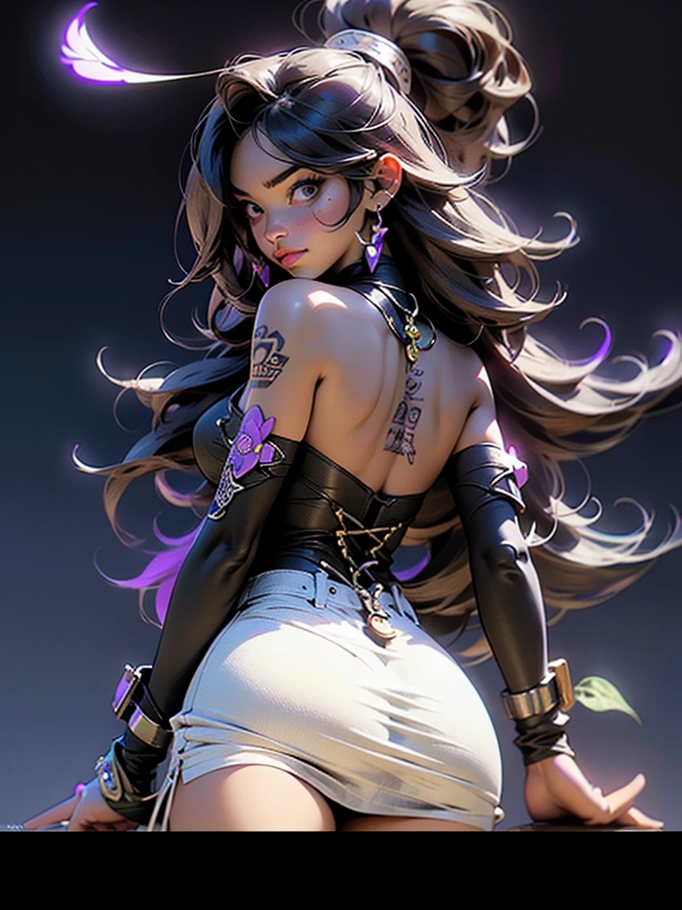 highly detailed portrait of 2 tattooed women, a black woman in a minidress and a Caucasian woman in a minidress, 2 little girls, por Atey Ghailan, por Greg Rutkowski, by greg tocchini, por James Gillard, por Joe Fenton, by Kaethe Butcher, voluptuous, super detailed face, wide curvy, Highly detailed accentuated big ass with phenomenal detailed butt cheeks, great aesthetics, gradient purple, neon color scheme, grunge aesthetic, nightclub background, cinematic lighting, 32 mil, ultra HD, with--9:16
