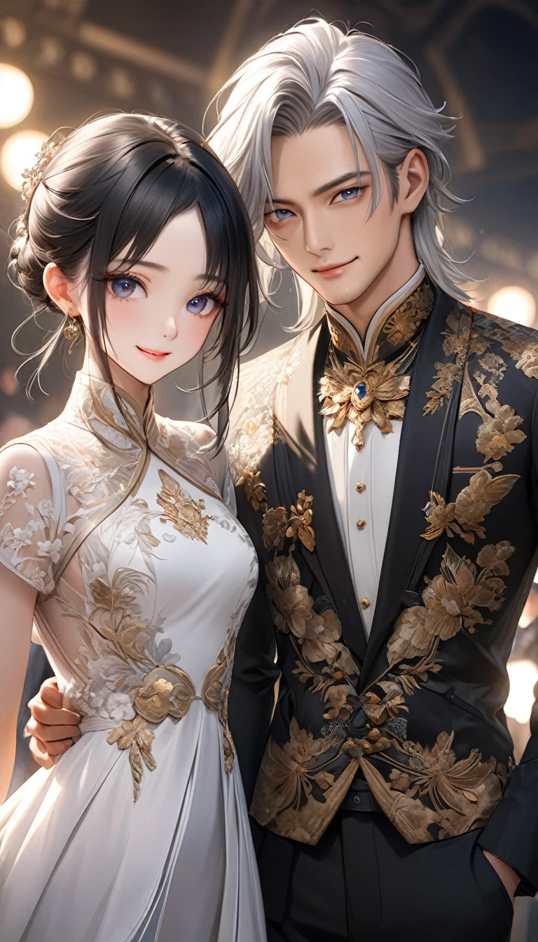 ( perfect anatomy )Anime charming black long hair oriental beauty girl, A dazzling clothing model on the catwalk.Showcasing this year’s latest fashionable dresses. Dynamic pose detail face. realistic eyes. The face and eyes are very detailed. delicate skin.、delicate skin texture smile,Soft Light, Professional photography master&#39;artwork, texture, complicated, Clear, High-quality masterpieces，Extremely complicated and exquisitely detailed, Super detailed, Super detailed digital art 
