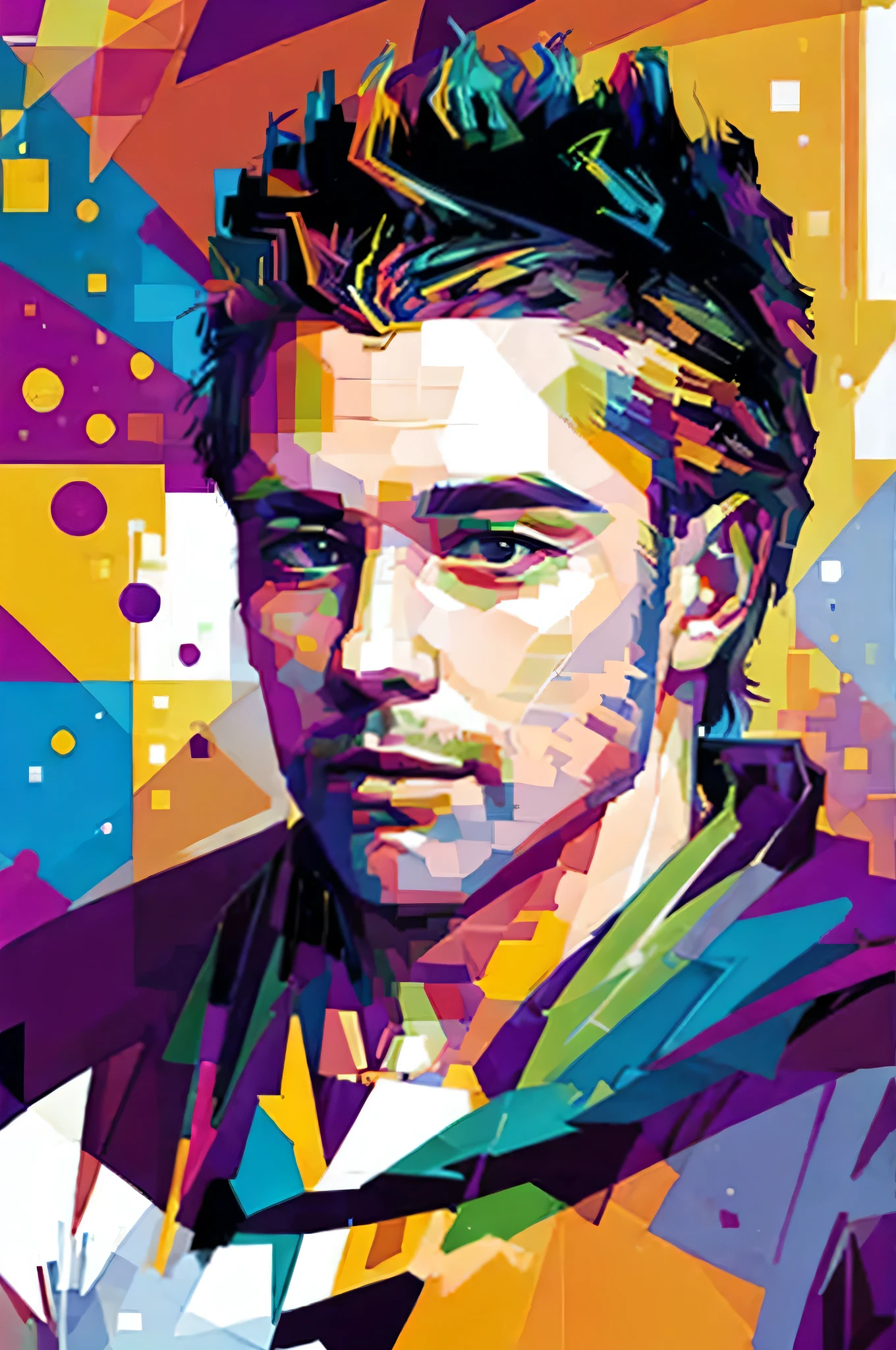 unrealistic, flat drawing, Portrait of a man , style painting Kandinsky,