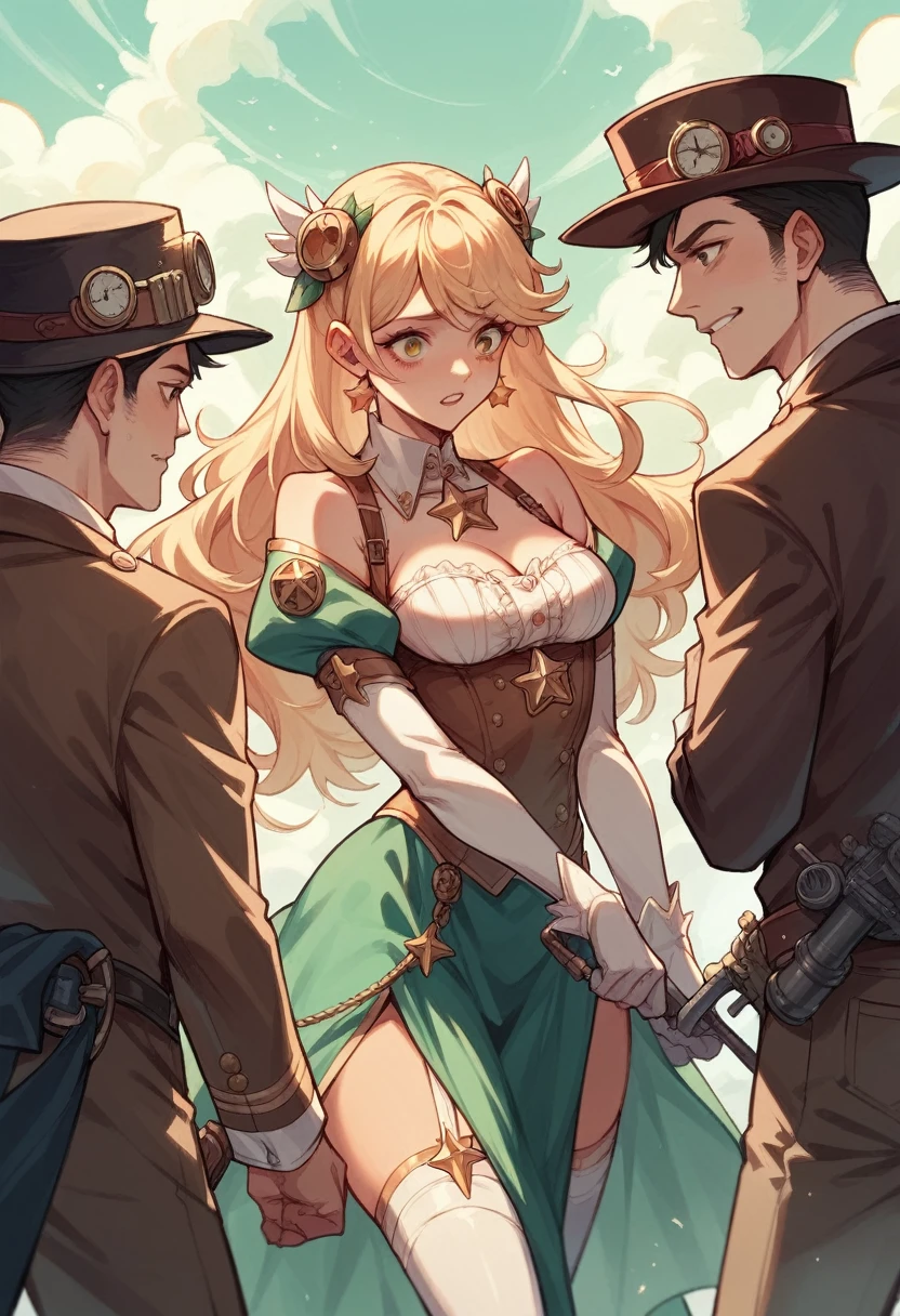 A gangster porn star girl is brutally raped by three steampunk men