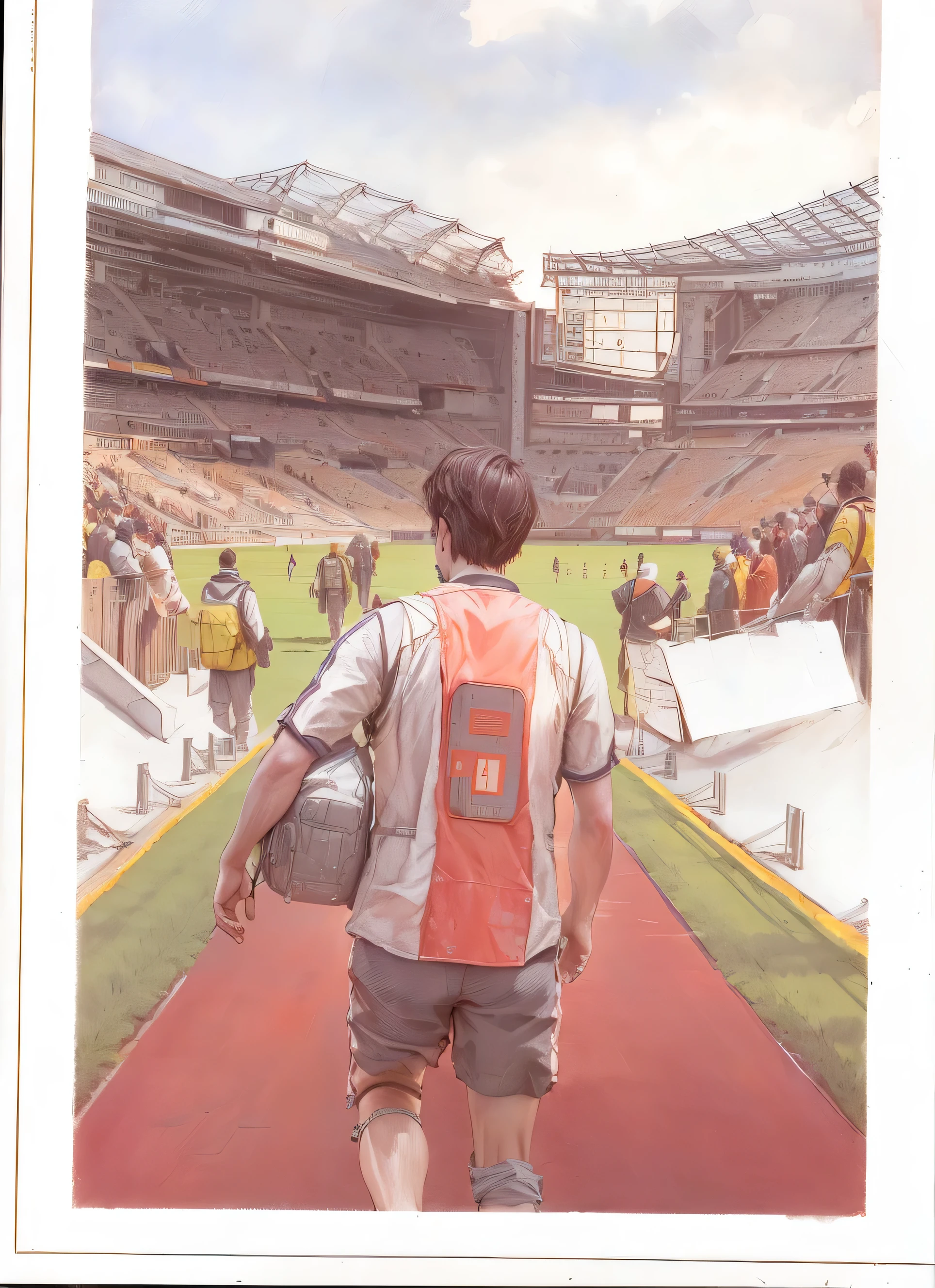 there is a man walking on a field, photography, realism, highly detailed, beautiful