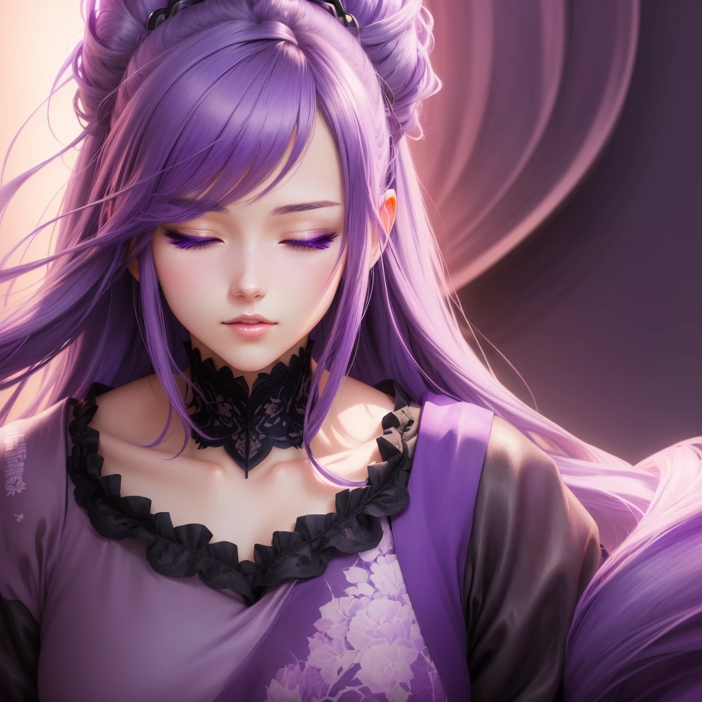 anime girl with purple eyes and purple hair her eyes is closed, detailed digital anime art, , stunning anime face portrait, detailed anime art, with glowing purple eyes, digital anime art, anime highly detailed, realistic anime artstyle, anime style 4 k, 4k highly detailed digital art, anime art wallpaper 4k