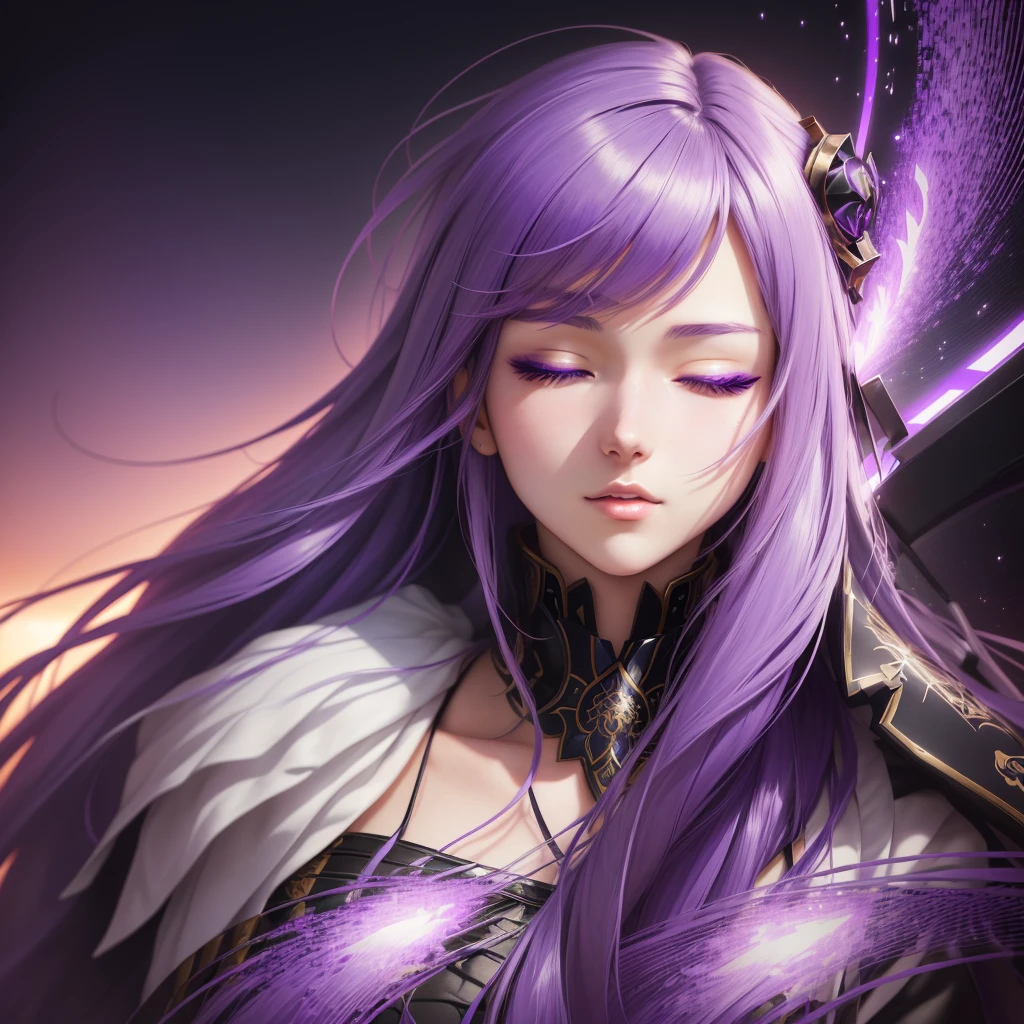 anime girl with purple eyes and purple hair her eyes is closed, detailed digital anime art, , stunning anime face portrait, detailed anime art, with glowing purple eyes, digital anime art, anime highly detailed, realistic anime artstyle, anime style 4 k, 4k highly detailed digital art, anime art wallpaper 4k