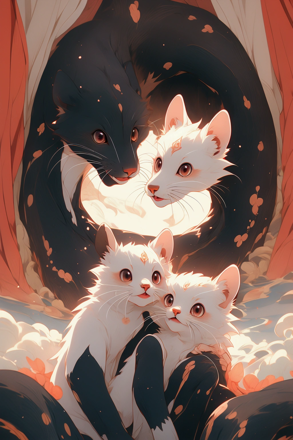 anime girl weasel, anime, half weasel, weasel ears, Brown eyes, tender,
