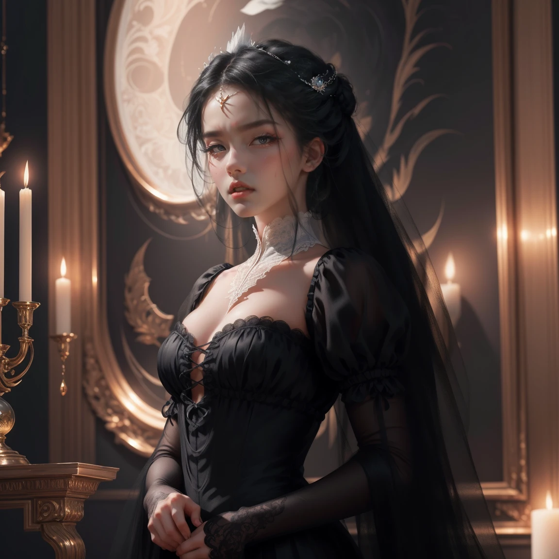 { - anatomy error}(Masterpiece - Ultra-detailed, very high resolution) Prepare to be enchanted by a true masterpiece that combines ultra-detailed art with high-resolution rendering. This work depicts a mesmerizing woman with long black hair (1.3) and captivating gray eyes (1.2), emanating an aura of elegance and mystery in Victorian environments. Intricate details and realistic textures invite you to explore every aspect of this enchanting composition.. Woman wearing a beautiful classic Victorian costume from the year 1878. Red lips. happy face. smiling. offwhite (offwhite) don., Back, olhando Back, dynamic poses. Get ready to dive into a world where beauty and craftsmanship merge perfectly.