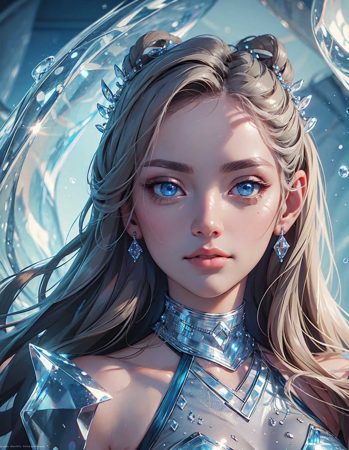 Detailed textures, high quality, high resolution, high accuracy, realism, color correction, correct lighting settings, harmonious composition. masterpiece,best quality, ultra-detailed, 1girl, beautiful detailed eyes, beautiful detailed glow, detailed ice, beautiful detailed water