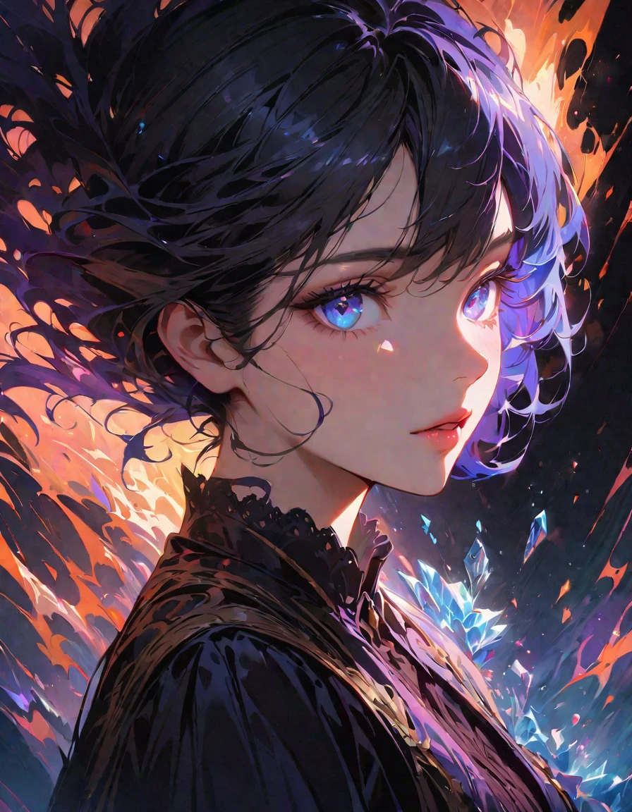 Realistic, (Masterpiece, Top Quality, Best Quality, Official Art, Beauty and Aesthetics: 1.2), Very Detailed, Fractal Art, Colorful, Most Detailed, Zentangle, (Abstract Background: 1.5) (1boy: 1.3), God, l Indian boy, Black Hair, Short Hair, (Glowing Blue Eyes), Mysterious, (Magic), Starry Sky, Handsome Man, (((Lycoris radiata)))