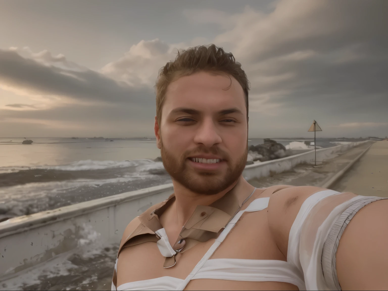 Change this photot background in to bech and some sexy woman in behide the parson