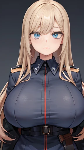 A girl who wears military clothes, brown heirs, gigantic breasts, anime cartoon, german third reich, long heirs,((highest quality)), ((masterpiece)),details, bleu eyes
