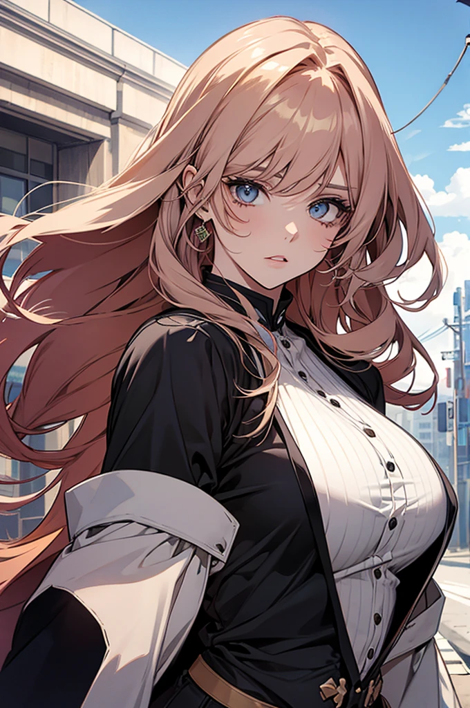 Make a woman, with a large body, mostrando os peitos, アニメ