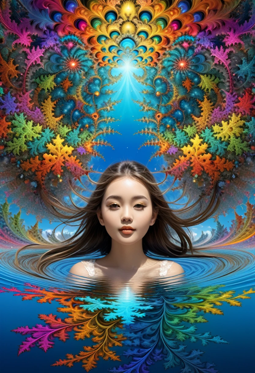 psychedelic art:1.0, (colorful:1.3),(masterpiece:1.2), best quality, masterpiece, original, extremely detailed wallpaper, looking at viewer,(1girl:1.2),extreme detailed,(fractal art:1.3),colorful,highest detailed,solo,(floating colorful water:1.2)