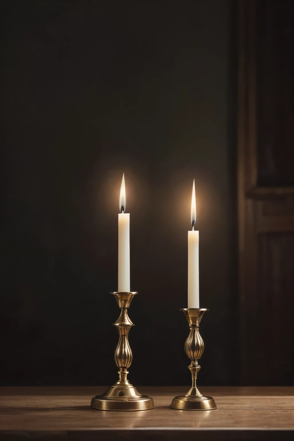 Engraving drawing of a candle burning in an antique candlestick. The candlestick is Victorian style, with ornamental metal details. The candle emits a soft, warm light, creating a subtle contrast with the background. The style is detailed, with fine lines and shading that enhance the elegance and antiquity of the candlestick.