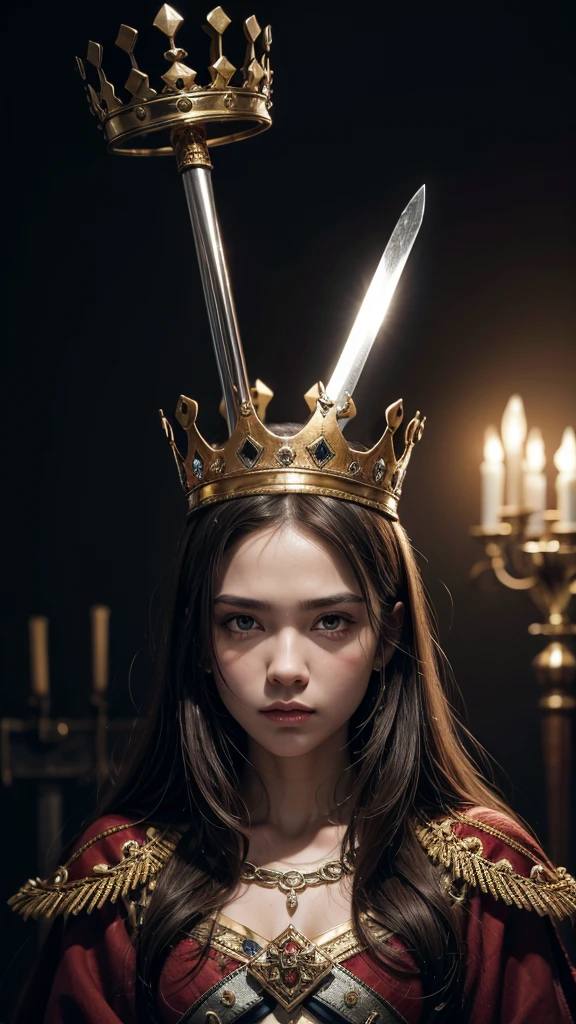 Crown full of blood and a sword 