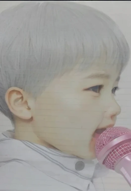 Cute little boy singing with a pink microphone（by Oka Yasutomo）, Inspired by Takeharu Matsumura, Black Pink&#39;Portrait of Joshi, By Yasutomo Oka, By Yuki Ogura, 3 / 4 ViewsPortrait, inspired by Nara Yoshitomo, based on child's drawing, by Ayako Rokkaku