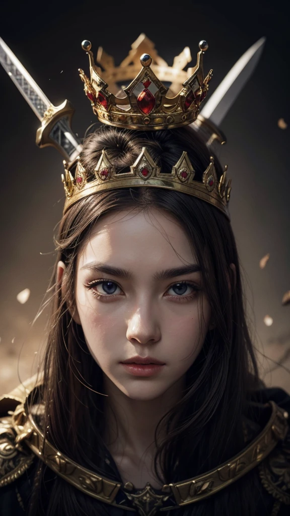 Crown full of blood and a sword object without people