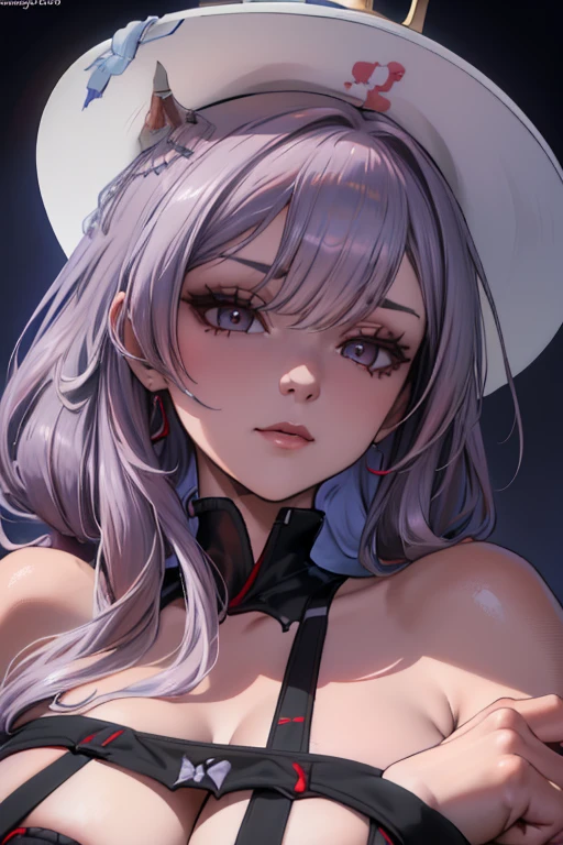 (paysage azur lane), (finely detailed eyes and detailed face:1.3), (extremely fine and beautiful:1.1), (Perfect details:1.1), (gros seins), (((portrait))), ((haut du personnage)), scarlet, nikke, long hair, , (( breasts and genitals exposed, ultra detailed vagina)),, bare shoulders, hip vent, hat, kasa