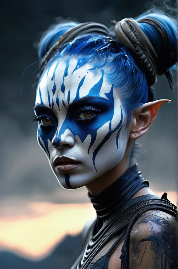 full body length,niobium goblin,ahsoka tano,native africa xenomorph,pretty face,eyebrow up,full body shot,ominous landscape,niobium gray atmosphere,by art Simon Stalenhag,Nicola Samori,(((Wangechi Mutu))),prime colors,urban,extremely detailed,masterpiece,intricate details,faded,eyes extremely detailed, high detailed eyes,4k resolution,RAW, Nikon Z9,scary village,stalker,Bagan of Myanmar,Stone Forest in Yunnan Province of China,Zhangjiajie National Forest Park of China,pretty face,intricate details,realistic humid skin,extremely intricate details,anatomically correct,
eyes extremely detailed, high detailed eyes,High contrast,Ultra HD,Retina,HDR,photo,photorealism,Masterpiece,
natural skin textures, hyper realism,hyper detailed,High contrast,Realism,Ultra Detailed,irina yermolova,
close full body shot,32K resolution,Nikon Z9, ,demonic, dust, smoke, audience, mist, featuring ultra-realistic and hyper-realistic elements,
inspired by Marta Bevacqua, Ellen Jewett, Kawacy, Katsuya Terada, and Carne Griffiths.
Rendered with a color palette consisting of blue, Obsidian and white.
Utilizes futuristic lighting effects such as light halation, light stroke, light beam, explosive lightning,
sparks, concert lighting, light-bulb, bokeh, and/or other effects to create a luminal space that feels
both bright and surreal. Includes liquid fluid elements for added depth and movement. Rendered in an unreal
engine and post-processed to achieve . Evokes a sense of dreamy, ethereal
and mystical mood