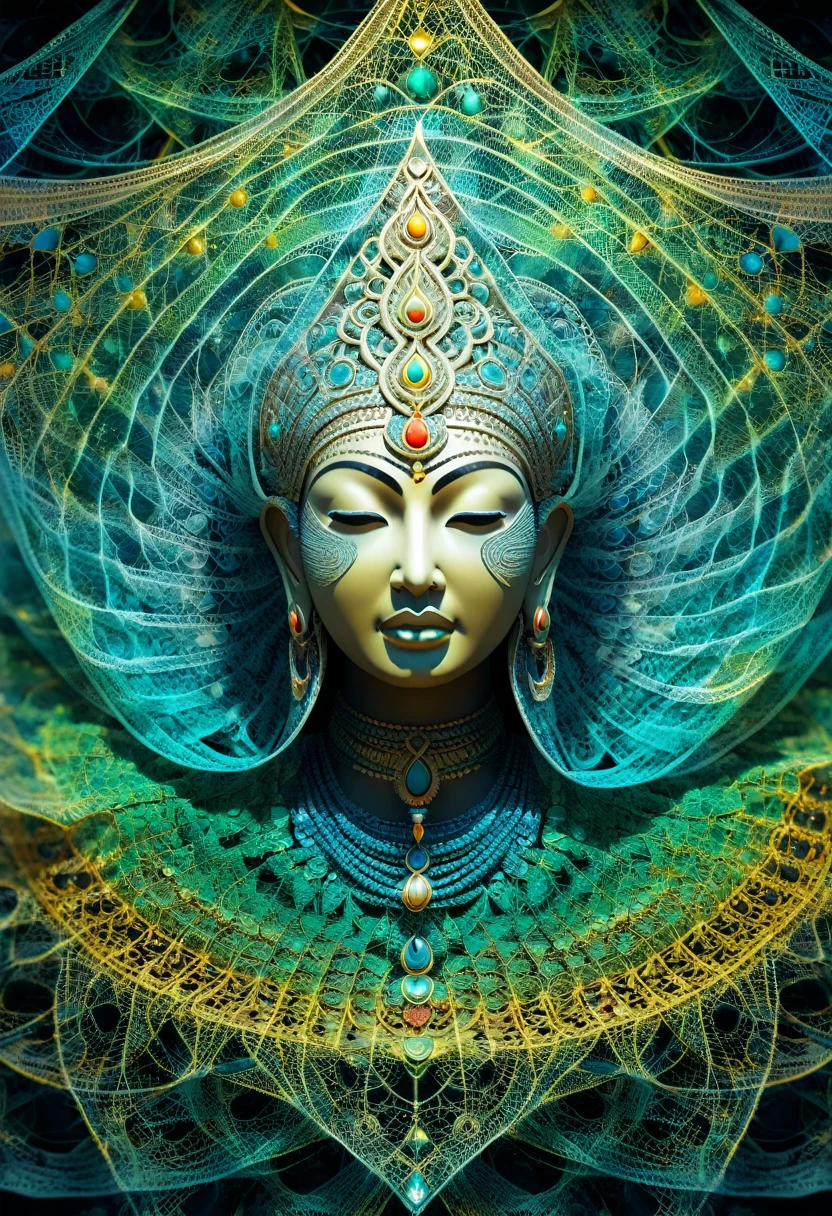 In Maya's grip illusion transforms verity.Perceiving thus a delusive world of duality.((Veil of Maya))
Balance every joy with a grief.Dual scales of Maya.((Earth's unending law of polarity)).Ahamkara...veil of Maya.Illusion works impenetrable.Weaving webs innumerable.Her gay pictures never fail.Crowd each other veil on veil.((Maya subjects you)).((fractal)),((deep wiew)),photographic,ultra high resolution,hyperdetailed, masterpiece, 3d modelling, abstract art.