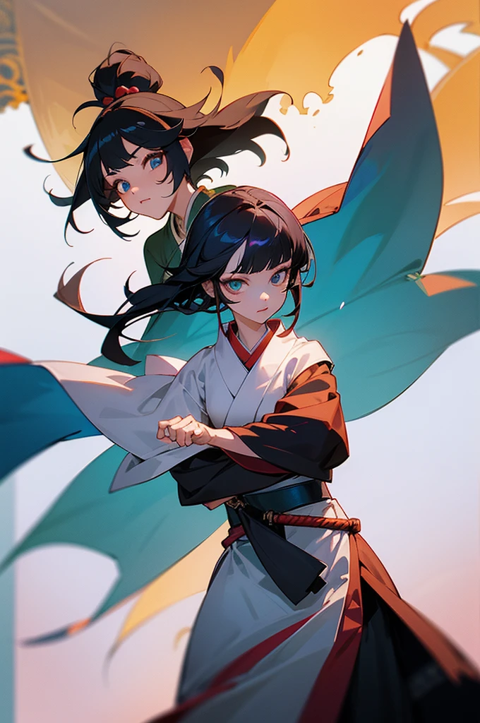 Fantasy RPG character, 26-year-old woman, samurai, sword, Japanese clothing,black hair, ((anime)), ((best qualtiy, 8K, tmasterpiece:1.3)), Focus:1.2, perfect figure beautiful woman:1.4, 1woman, cowboy shot, look at viewer, eyes facing the camera, incredibly absurd, beautiful and cute woman, showcasing top-quality craftsmanship, cute, neat