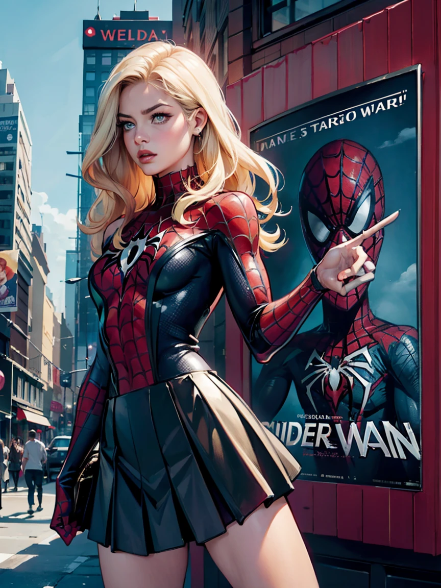 Emily Bett Rickards、マーベルコミックの映画Poster、so beautiful、Movies about Spider-Man、sexy、whole body、Wearing a skirt、Premiere Date、Poster、belly buttonを突き出す、new york、She's wearing a ripped Spiderman suit、The suit is torn、Wearing a skirt、Red and black color scheme、dynamic、masterpiece、highest quality、Super detailed、Very detailed、Delicate and beautiful shine、Ultra-high resolution、Cinematic、break、breakドロップ、(Torn clothes:1.5)、(Wet clothes:1.4)、Bare shoulders、Real Rain、Wet Hair、belly button、Exposed Skin、sexyな肩を披露