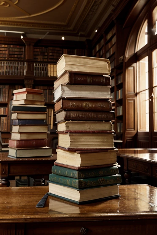 stacked books, russians, French and English library