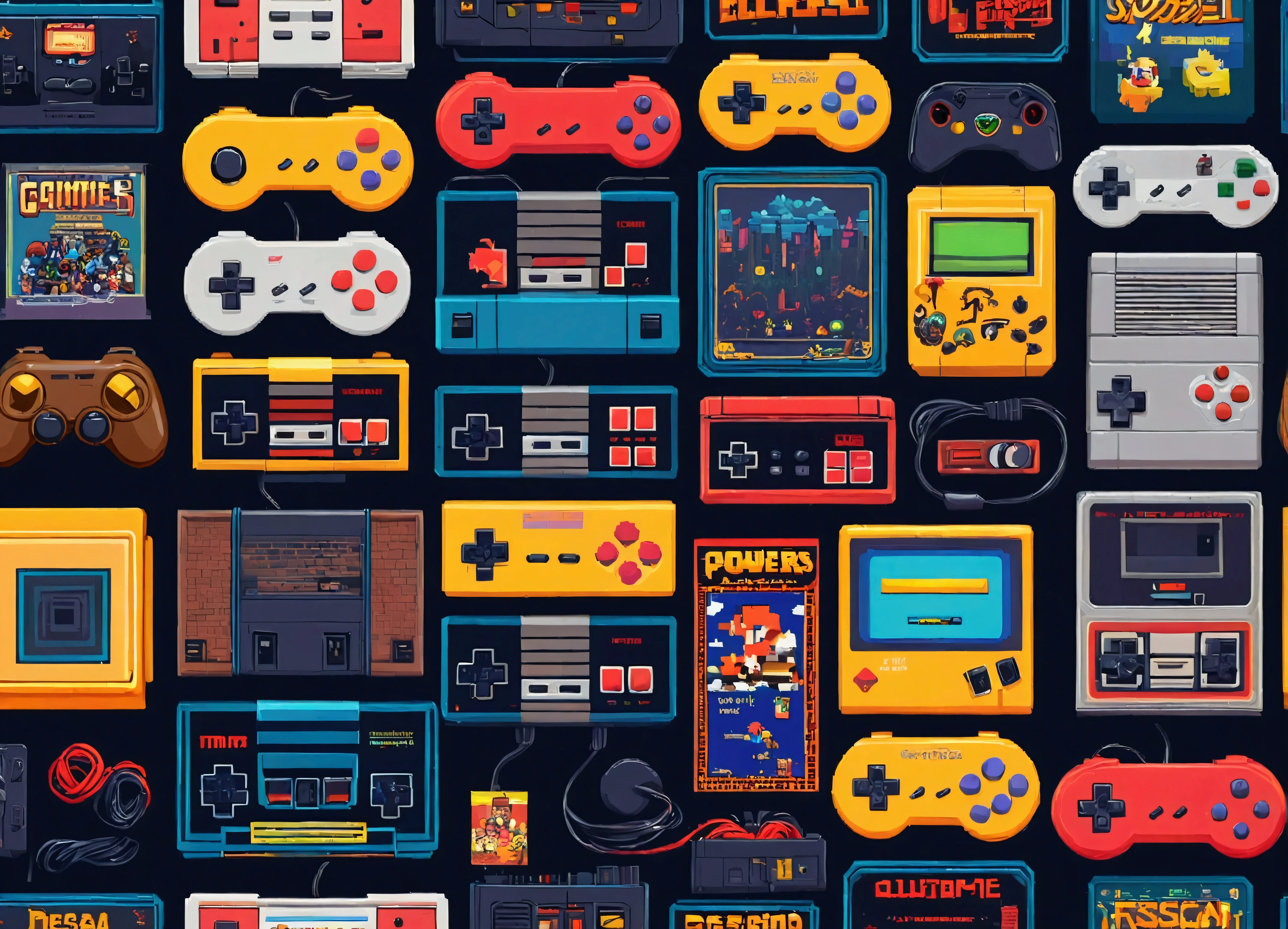 (best qualityer,high resolution), retro gaming, pixel art, swirly vibrant colors, nostalgic atmosphere, immersive gameplay, 8-bit graphics, classic controllers, arcade cabinets, Nostalgic soundtracks, vintage gaming experience, multiplayer fun, Side scrolling platform, high score competition, controles pixel-perfect, powers, Hidden Easter eggs, Sprites 2D, jogos old-school, controles de joystick, pixelated characters, retro-inspired level design, 8-bit sound effects, classic game console, iconic game cartridges, 80s gaming culture, pixel art animations, old gaming magazines, coleção de retro gaming, tela game over, Nostalgic gaming memories, Estética de retro gaming, 16-bit era, speedruns de retro gaming, entusiastas de retro gaming, console virtual, streaming de retro gaming, retro game emulator, save game feature, desafios de retro gaming, homage to the retro game