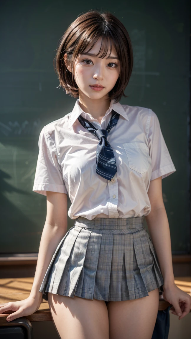 (Realistic:1.4), Highest quality, masterpiece, RAW32K Photo, (Very detailed美しい日本の女の子), (Very fine particles:1.2), (),(Cute Face:1.2), Very detailed, Ultra-high resolution, wonderful, break,
(school uniform:1.5), Detailed school girl, (Bright classroom 1.3、Moody light), Beautiful detailed girl, blonde、Cute Face, mini skirt,(thigh)、(She lifted her skirt to show her pussy、Show me your pussy)、((short hair))、big Breasts、big 、Gal