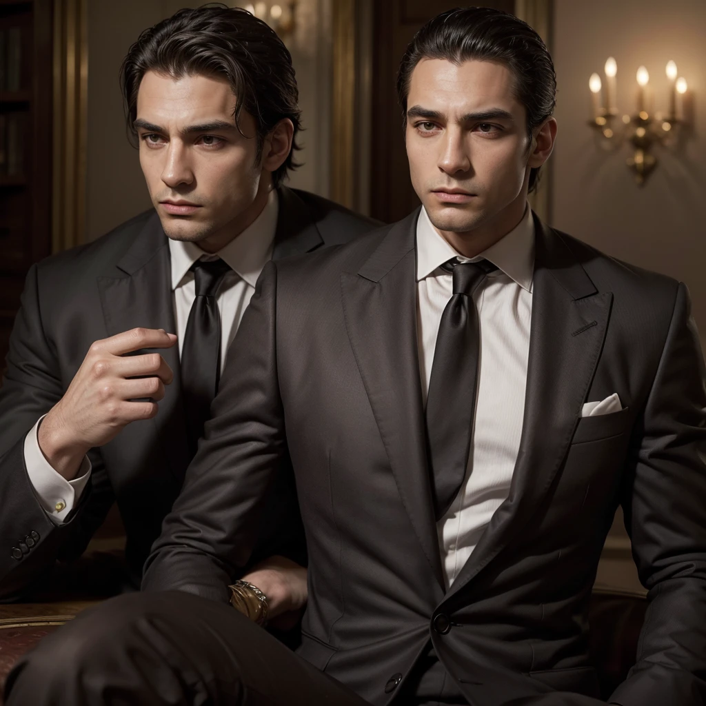 man ,mafia , high , muscular , colorado fur, elegant, Brown skin, snob, ignorant , arrogant , Argentina Nationality, With a suit