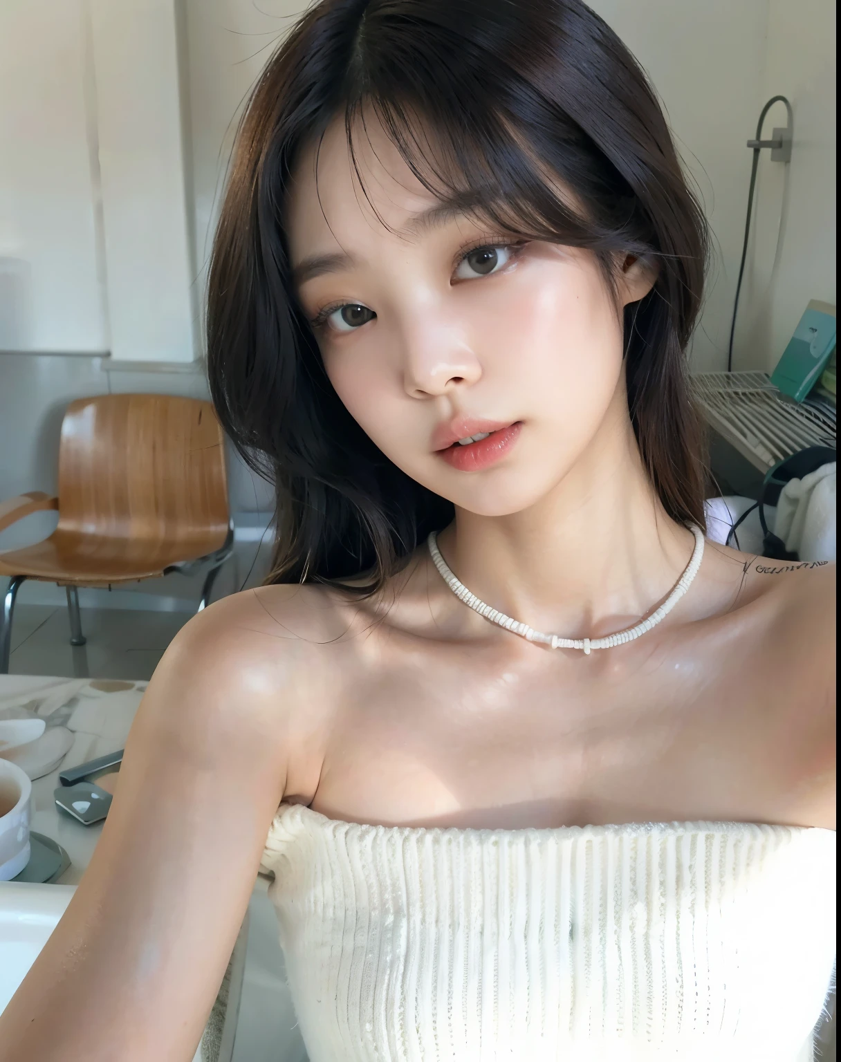 arafa woman with long red hair, wearing a white sweater and a white hat, lalisa manobal, Lalisa Manoban do Blackpink, ulzzang, long hair with bangs, the hime cut, cabelo comprido with bangs completa, jossi do blackpink, brown bangs, cabelo longo castanho with bangs, fluffy bangs, with bangs, with long hair