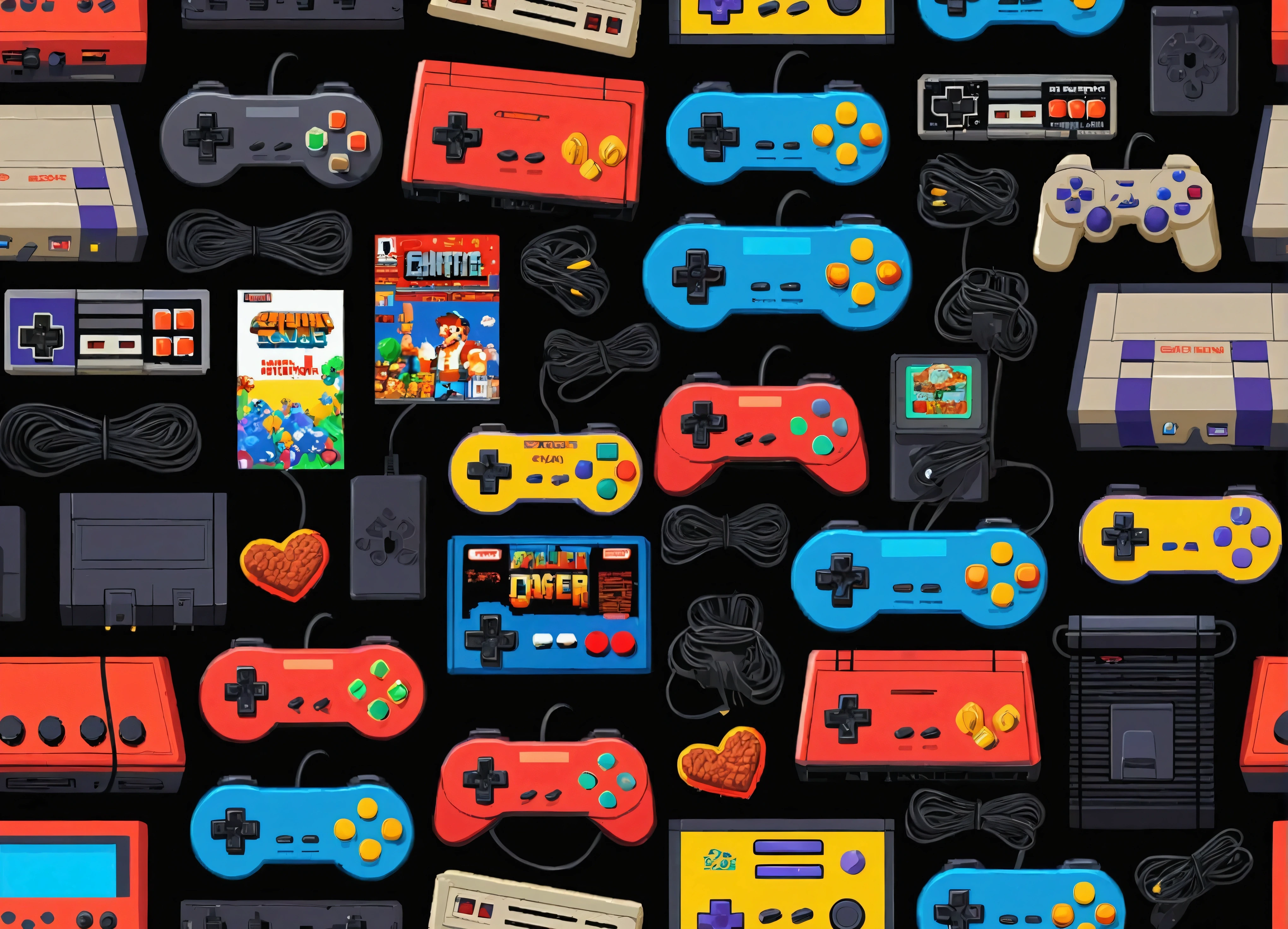 (best qualityer,high resolution), retro gaming, pixel art, swirly vibrant colors, nostalgic atmosphere, immersive gameplay, 8-bit graphics, classic controllers, arcade cabinets, Nostalgic soundtracks, vintage gaming experience, multiplayer fun, Side scrolling platform, high score competition, controles pixel-perfect, powers, Hidden Easter eggs, Sprites 2D, jogos old-school, controles de joystick, pixelated characters, retro-inspired level design, 8-bit sound effects, classic game console, iconic game cartridges, 80s gaming culture, pixel art animations, old gaming magazines, coleção de retro gaming, tela game over, Nostalgic gaming memories, Estética de retro gaming, 16-bit era, speedruns de retro gaming, entusiastas de retro gaming, console virtual, streaming de retro gaming, retro game emulator, save game feature, desafios de retro gaming, homage to the retro game