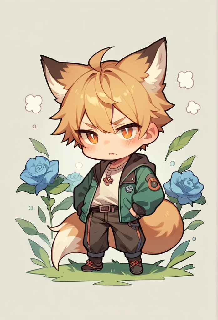 chibi, boy fox ears and tail 