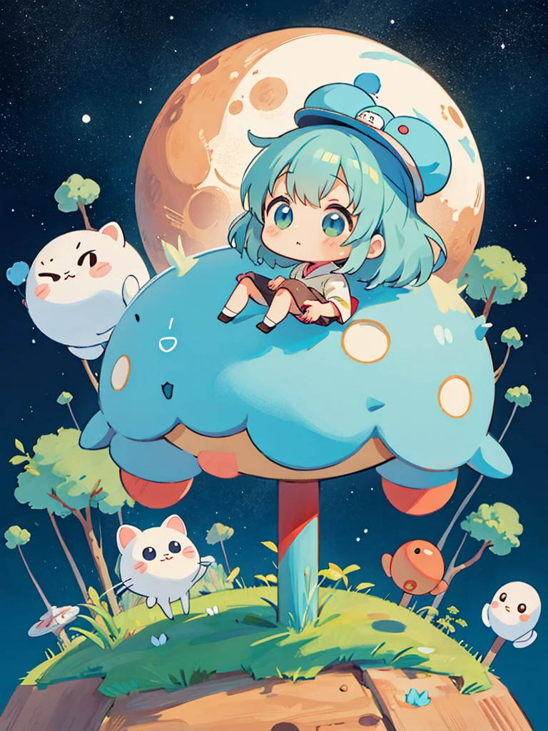 hayao miyazaki style, Kawaii Design, The most beautiful girl of all time、Chibi, Cute Alien、Mars exploration、