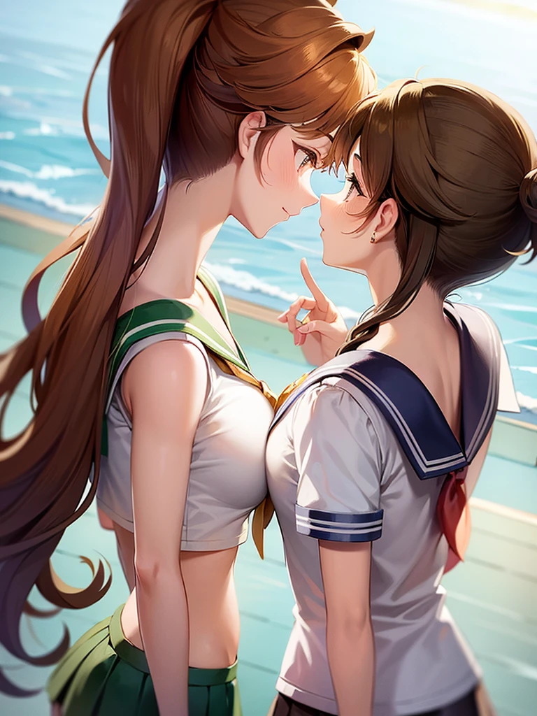 Sailor Jupiter、Brown Hair、ponytail、From the back、Beautiful breasts、