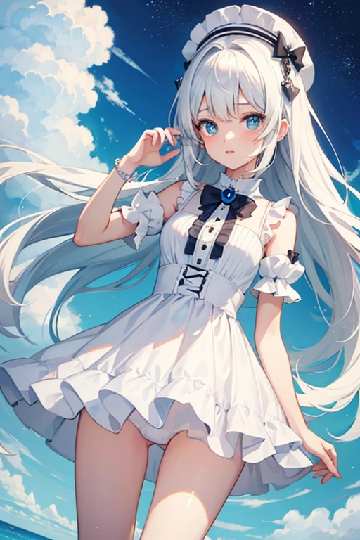 Anime girl cute white cat outfits dress accessories white 17 years or above