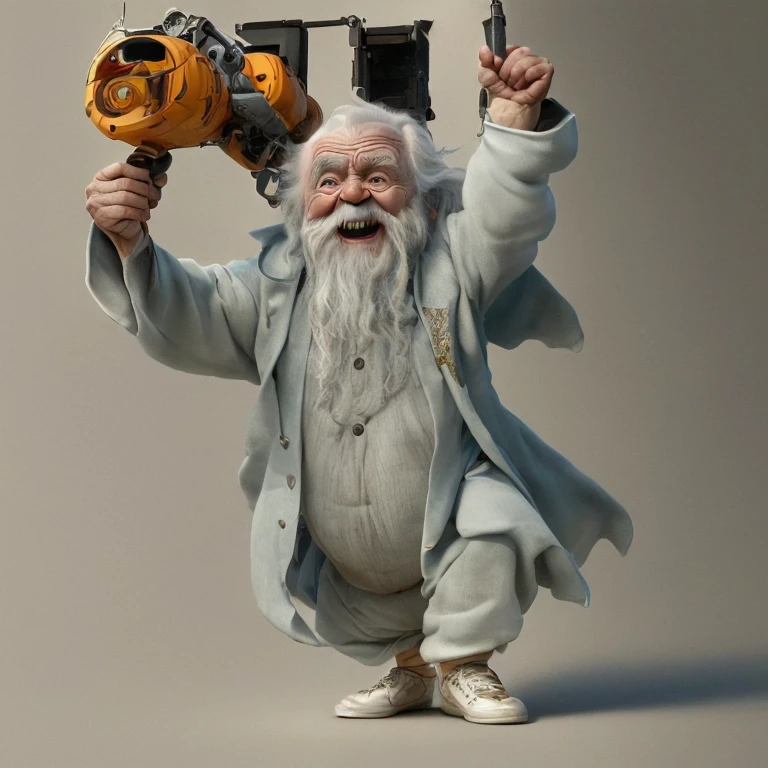 ((Plain white background))、(White-walled studio)、（Whole body photo）、A very lively old man、90 years old、100 years old、Slender body、（Naked in a white bathrobe）、With a smile、（Roller skating）、A lively grandpa、whole body、Canon 5D Mark II, movie, Professional photos, (Rich colors:1.1), ultra-realistic, Realistic texture, (Natural light:1.1), (Canon EF35mmf/1.4L IS USM), Planar lighting, (Very detailed顔:1.4),  (masterpiece, Highest quality, Official Art, Very detailed CG Unity 8k wallpaper), Very detailed), Studio portrait quality、