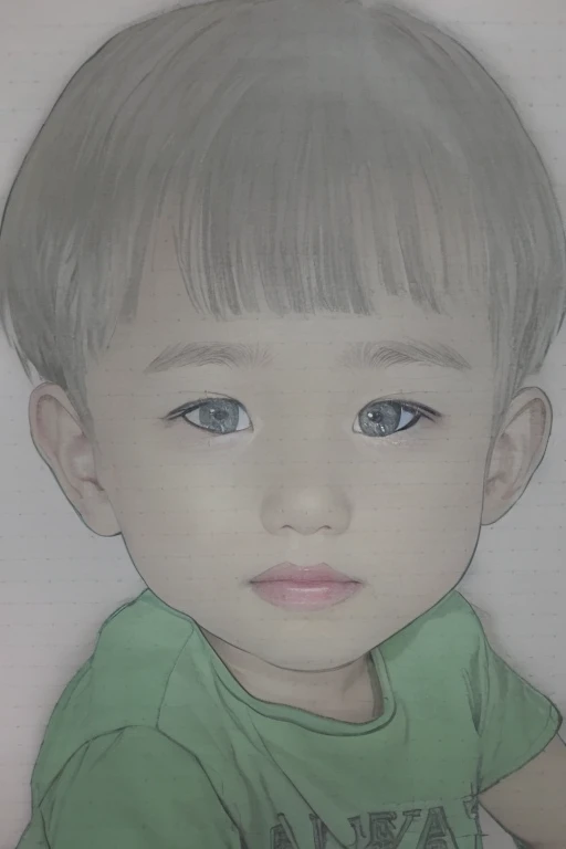 Realistic color photography style、Smiling emphasizes nasolabial folds. Make the chin a little thinner and accentuate the nasolabial folds.、I want it to look more like a color photograph...........。3 year old boy, Xu々To、Clearly visible、Emphasizes deep nasolabial folds from nose to mouth、Generate left and right dimples、Show me your beautiful smile.。Make your eyes look cute with double eyelids.