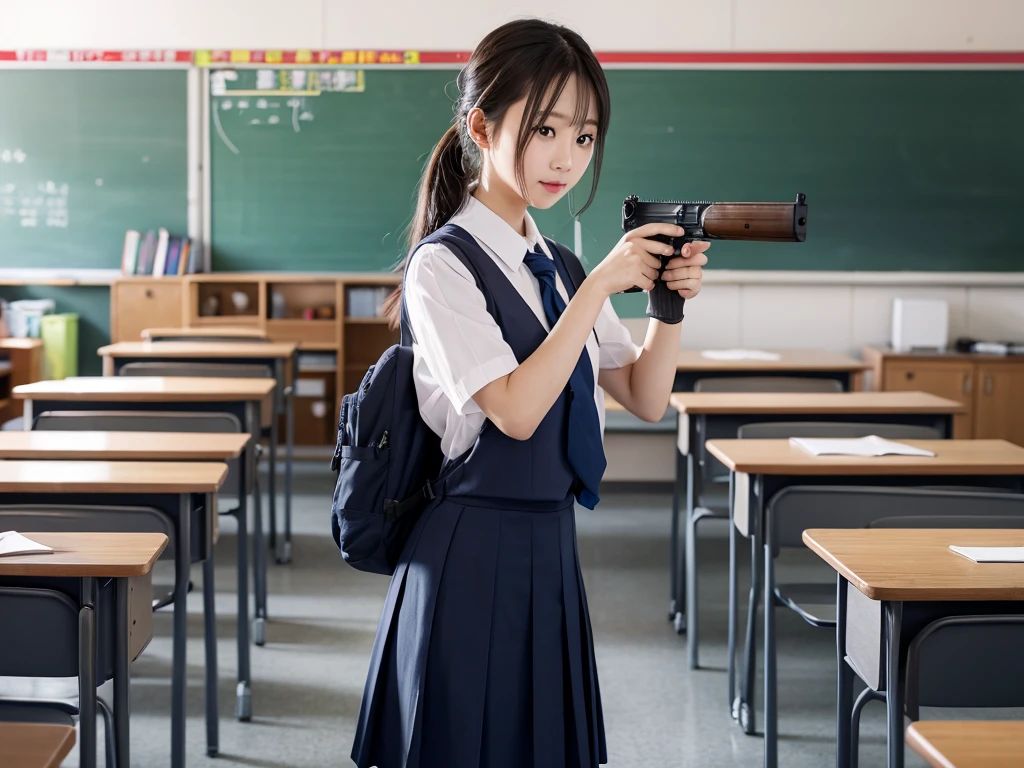 、Single-person shooting、uniform、classroom、8k
