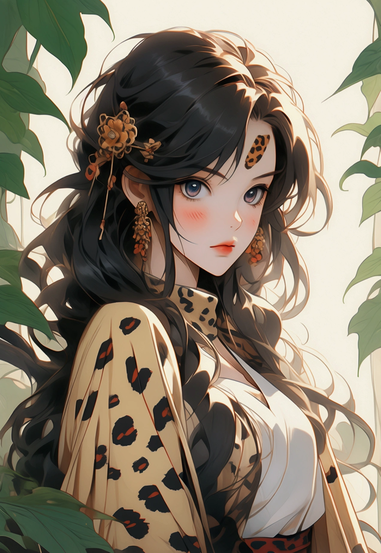 anime girl, hippie, half leopard