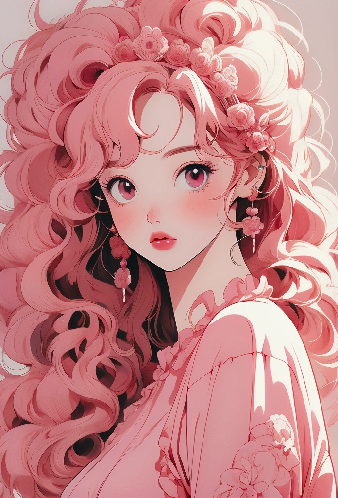 chica anime, cabello rosa, pink queen, ropa rosada, pjps rosa, capul rosa, cabello largo, cartoon, nsfw