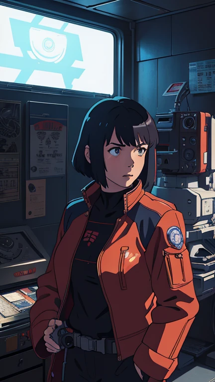 ghost in the shell in the style of 90's vintage anime, robotics, scifi, futuristic, surrealism, akira style, advance suit, detailed line art, fine details, greg rutkowski shinkai makoto kyoto animation key art feminine eye-level shot,reelunsettling indoors