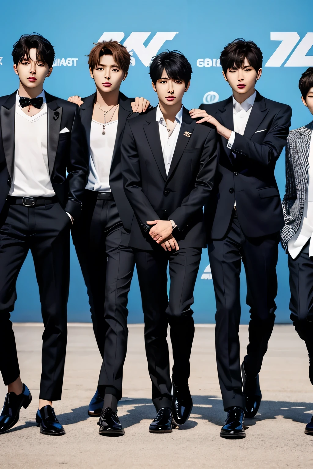 6 members of a male kpop group