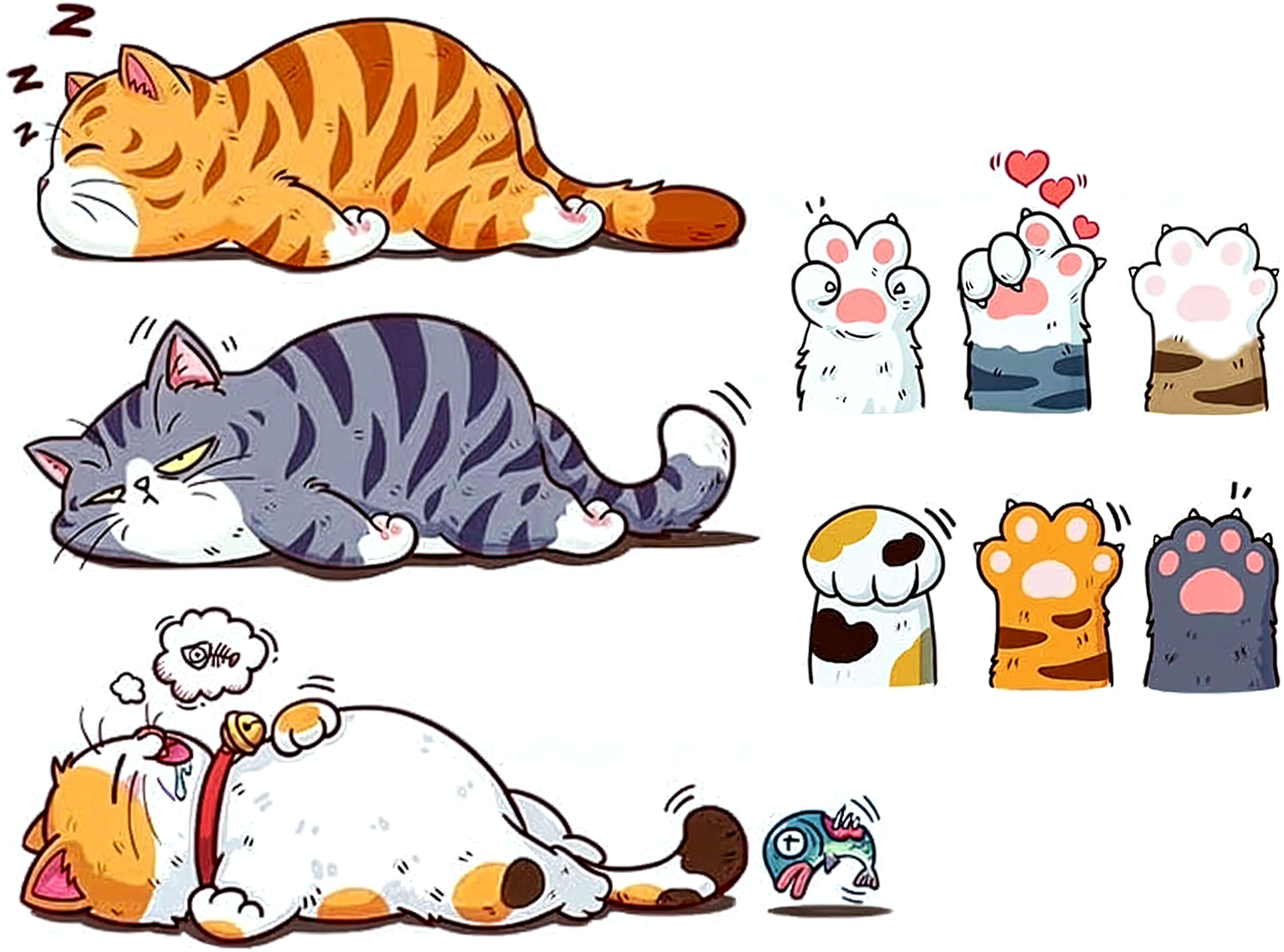 Cartoon cats are sleeping and playing with each other - SeaArt AI