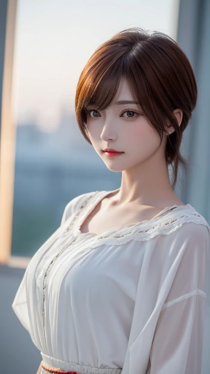 masterpiece, 1 beautiful girl, detailed, Swollen eyes, Highest quality, 超High resolution, (reality: 1.4), Original photo, 1 girl, Cinema Lighting, (Laughter:0.6), Japanese, Asian Beauty, Korean, Proper, really beautiful, A young face, Beautiful Skin,Orange Hair、 Thin and large, Summer OL style clothes、Cyberpunk Background, (超reality的な), (Awareness-raising), (High resolution), (8k), (非常にdetailedな), (The best Awareness-raisingns), (美しくdetailedな目), (超detailedな), (wallpaper), (detailedな顔), Looking at the audience, detailed, detailed face、Deep Shadow、Inconspicuous、Pure erotic face ace_v1、46 point diagonal bangs、Look straight ahead、Dress neatly、Iris、