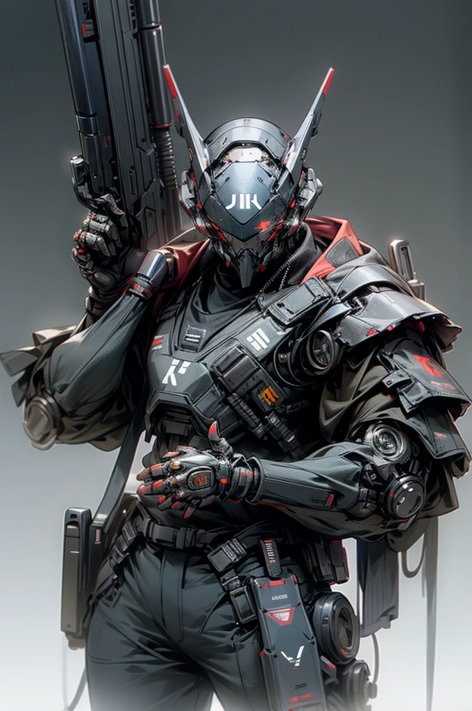 A Cyberpunk Robot Policeman with a single eye and a complete armour