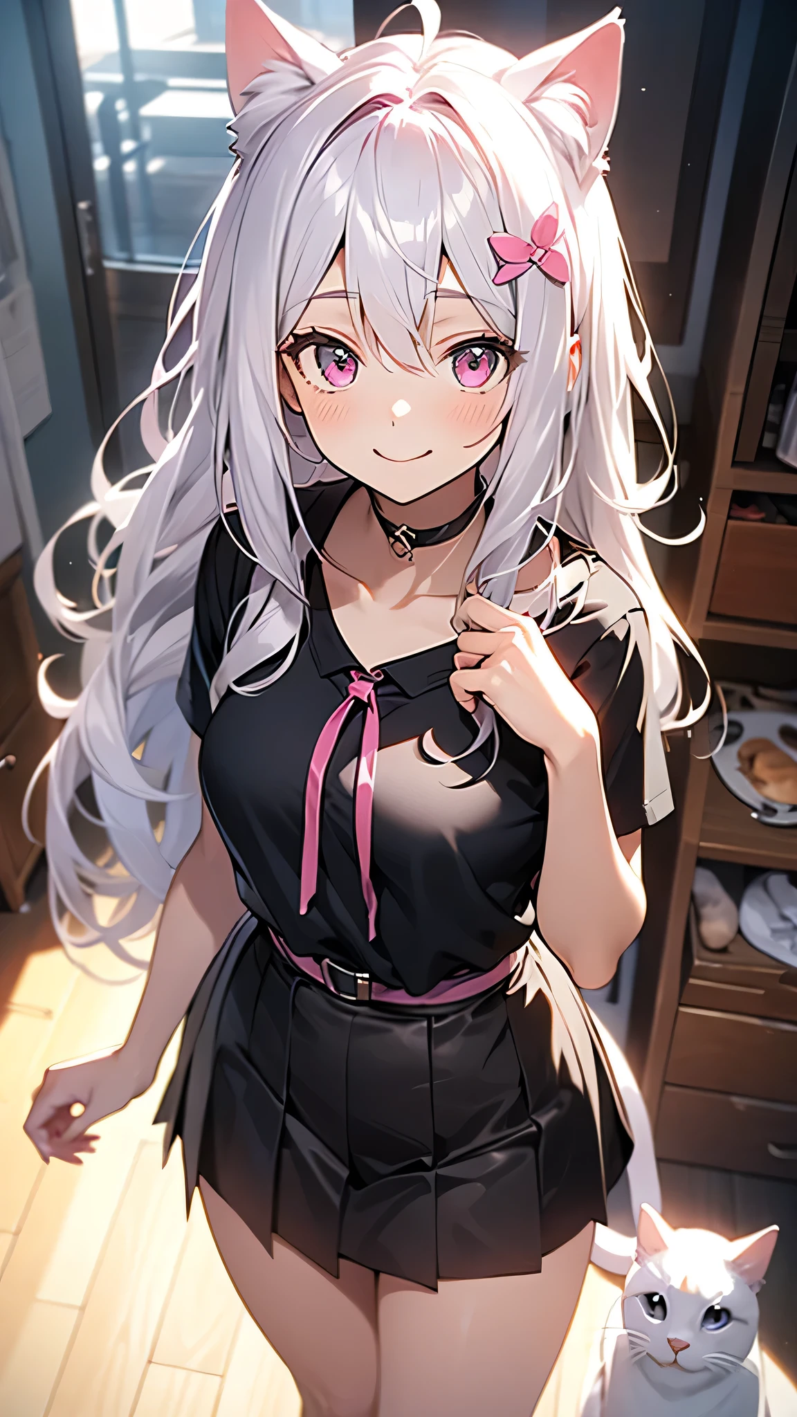 arona_\(hei\), solo,masterpiece, best quality,grey eyes,a red halo, white hairband, hair bow, <lyco:cailaiarona-000007:0.7>