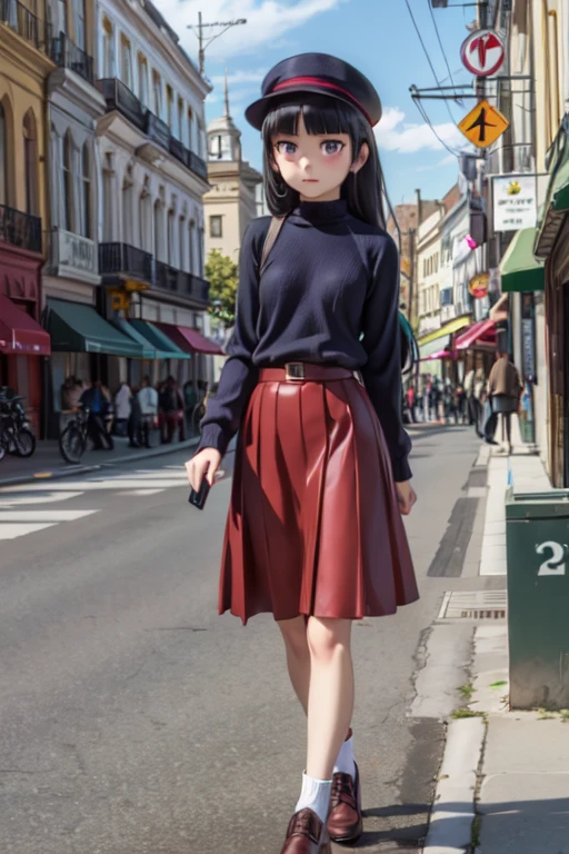 ((masterpiece, Highest quality, Very detailed)), girl, alone, ruri gokou, Hime cut, Black Hair,
Fashion Model, cute female model, Girlish style, (red flared skirt), (Long skirt), (Black knitted sweater), Panama Hat, Street Corner, Cafe, Soft Light