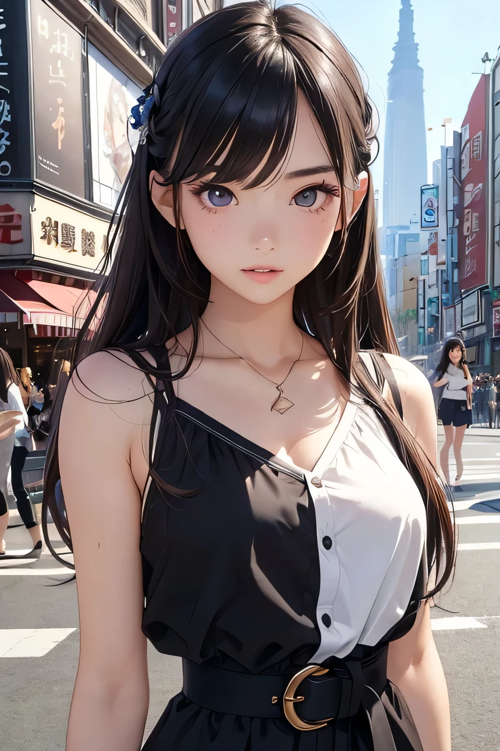 Highest quality、High resolution、Detailed Background、(Beautiful face in every detail:1.4)、Anatomically correct、(Detailed facial expressions)、(Detailed eyes:1.2)、Teenage beauty、(Highly detailed face:1.2)、Perfect body line、well-groomed eyebrowodel pose、Cowboy Shot、Shibuya、Harajuku、
(Two beautiful model girls on the background of a landmark:1.5)、
A shirt dress is a versatile item that can be worn on its own, making it comfortable to wear and can also be worn casually or formally.、Mark your waist with a belt and match with accessories、Cami dresses are the perfect item for summer.、Updos and downdos etc.々Let's try out different styles、Natural makeup and gorgeous makeup々There is a makeup、very beautiful